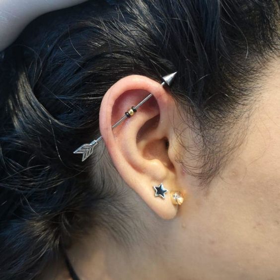 Imagem mostra piercing na orelha
