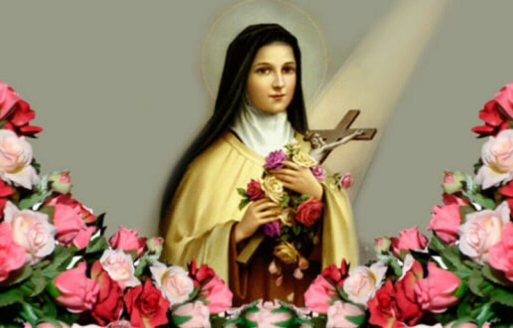 Imagem mostra santa Terezinha das Rosas oração
