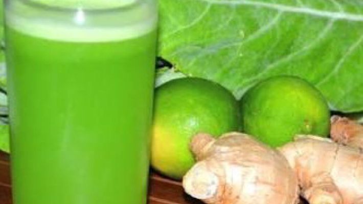Imagem mostra suco verde - benefícios do gengibre